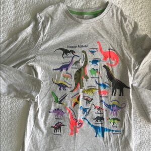 Mini Boden Dinosaur Alphabet Long Sleeve Tee - Gray